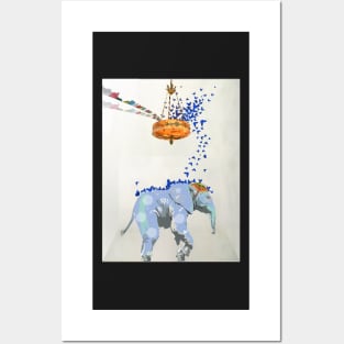 Beatrice Elephant with Blue Butterflies Posters and Art